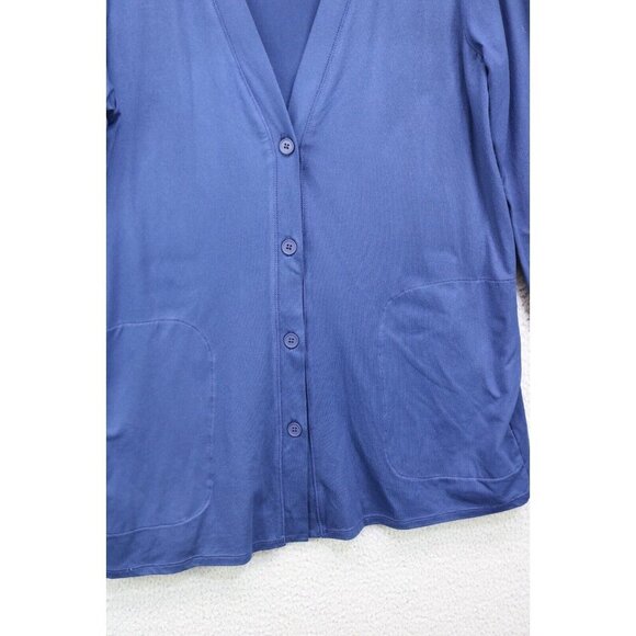 Cuddl Duds Flexwear Long Sleeve Button Up Cardigan-Size Small-Thumb Holes-Pocket - Picture 2 of 10